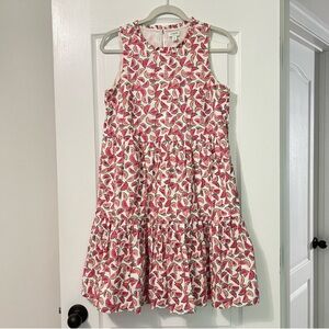 J. Crew Pink and White Watermelon Pattern Tiered Dress